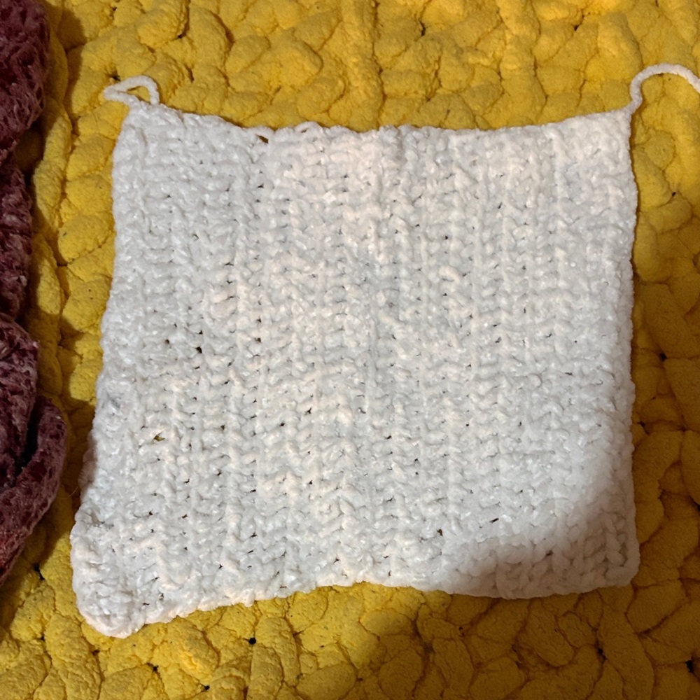 Handmade White Crochet Dishcloth - Soft Cotton Square